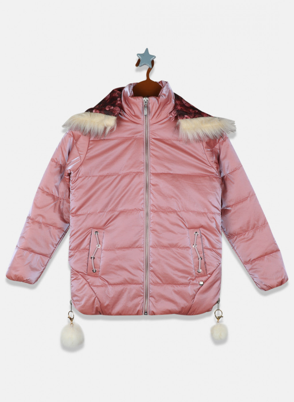 Girls Pink Solid Jacket