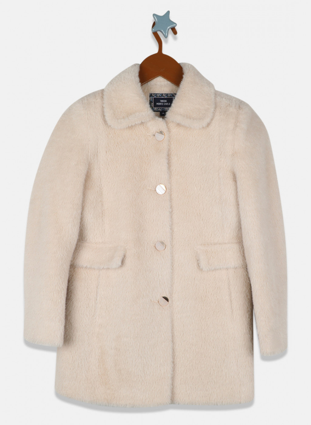 Girls Beige Solid Coat