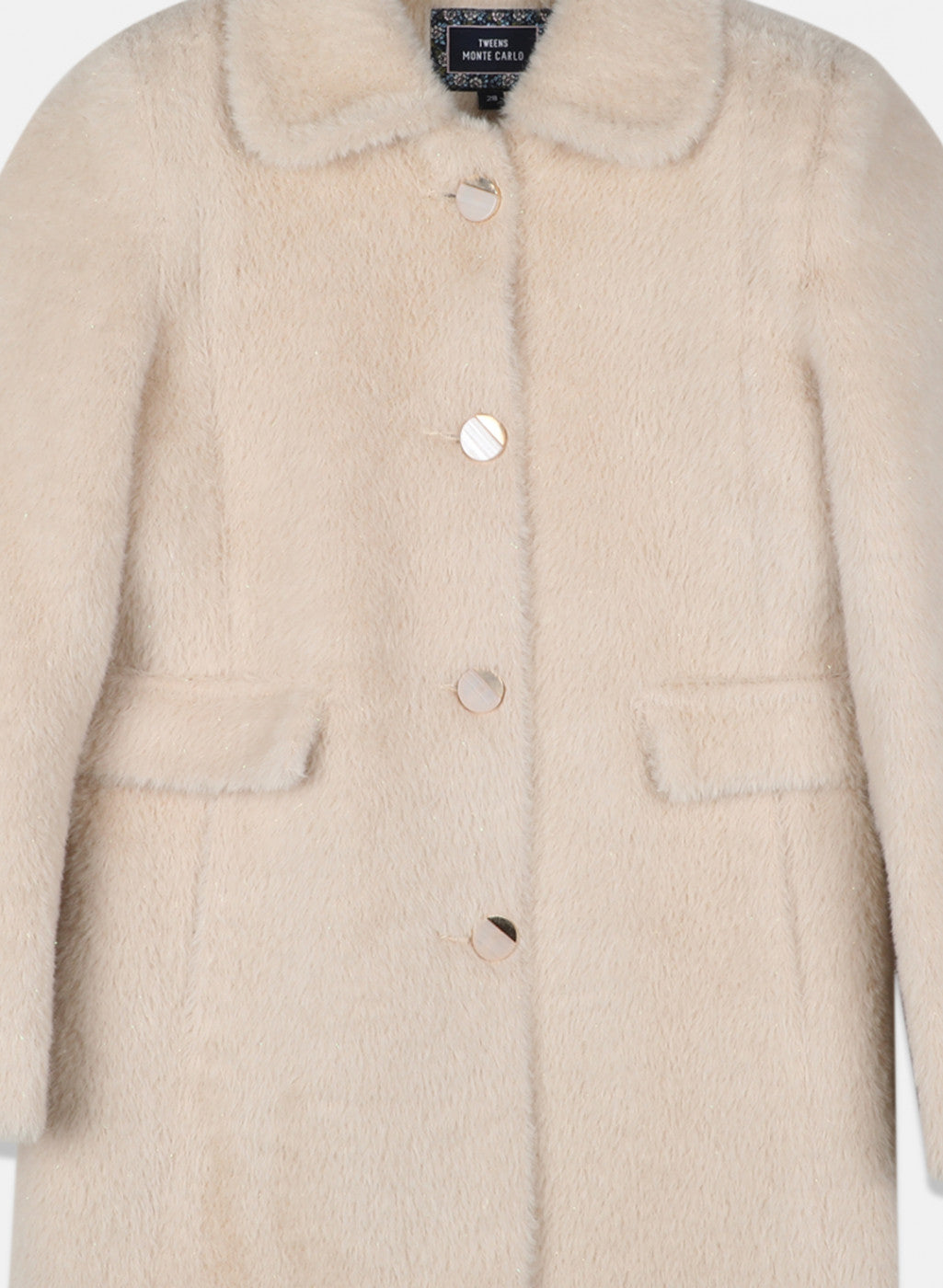 Girls Beige Solid Coat