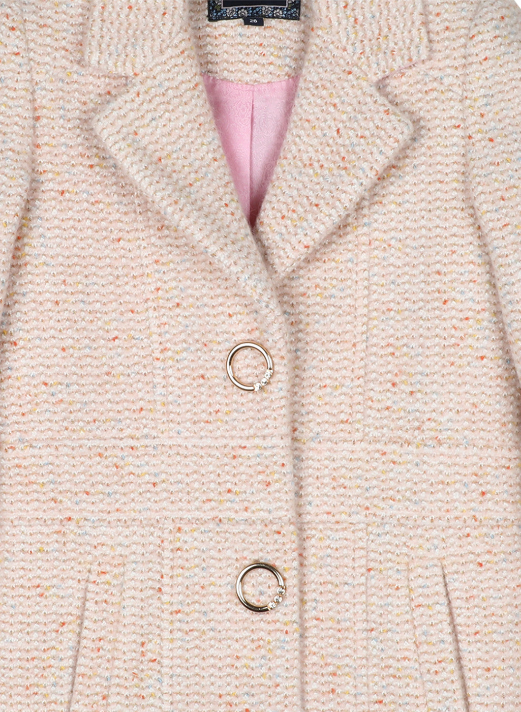 Girls Light Pink Solid Coat