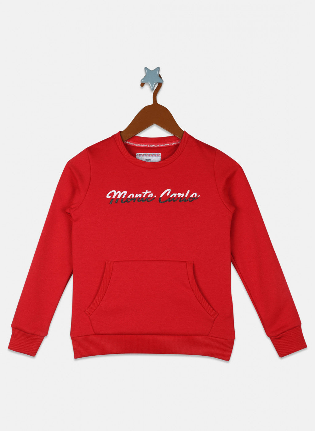 Girls Red Printed Sweatshirt