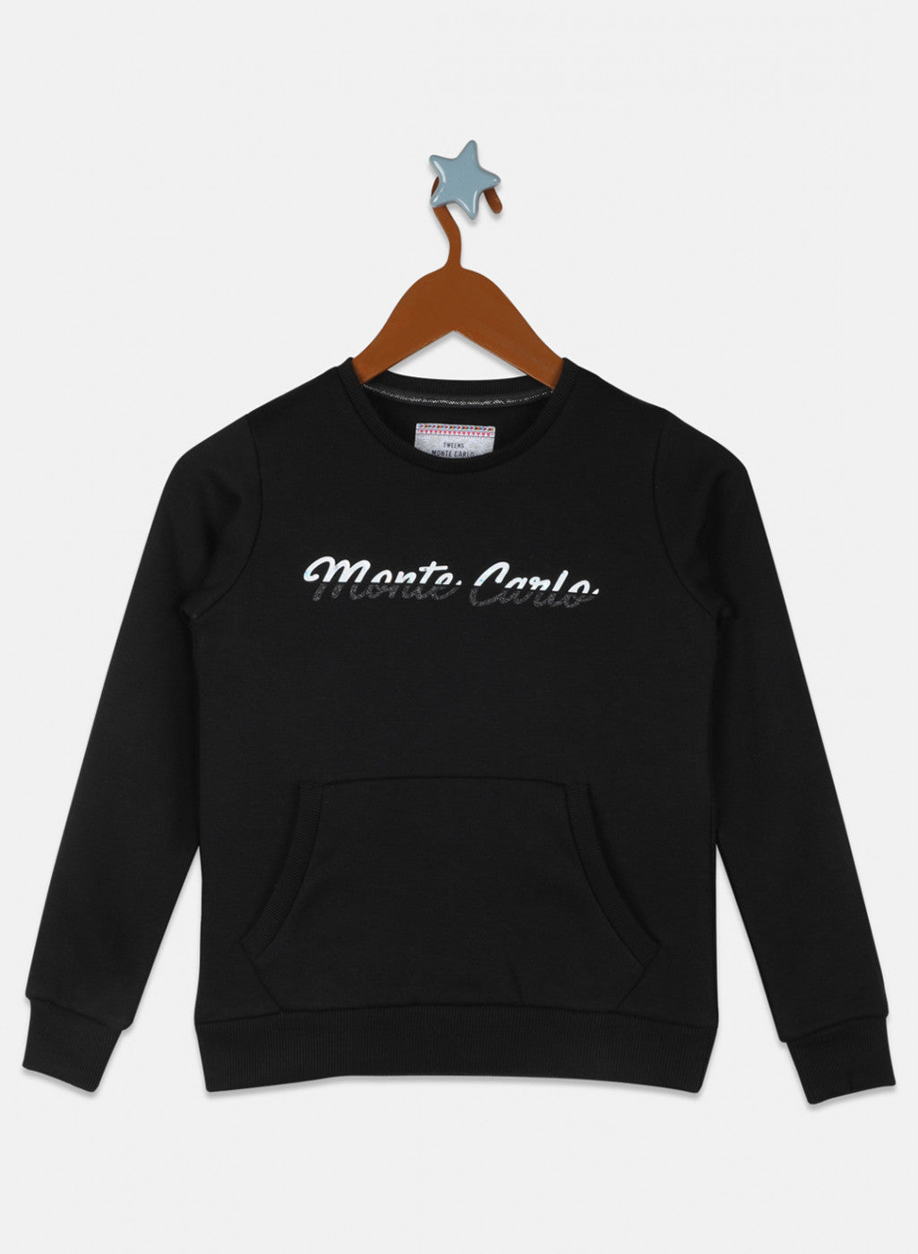 Girls Black Printed Sweatshirt