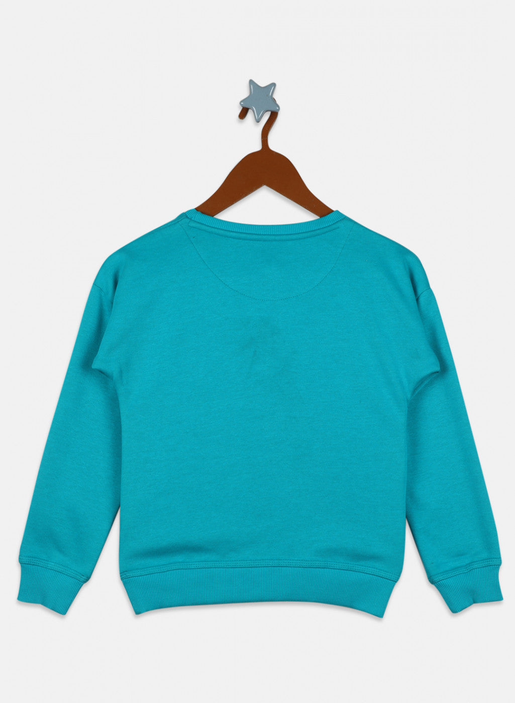 Girls Teal Blue Embroidered Sweatshirt