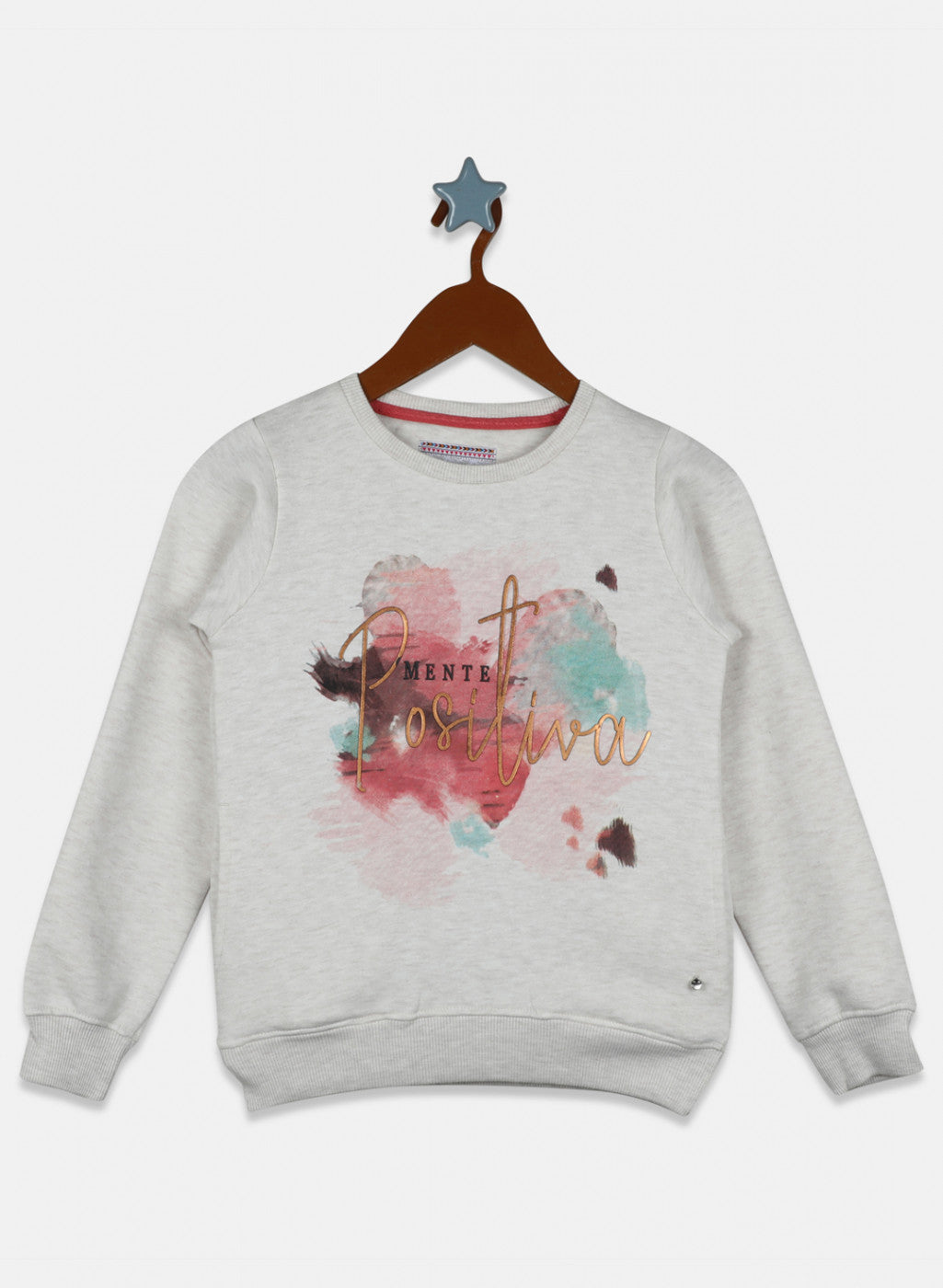 Girls Beige Printed Sweatshirt