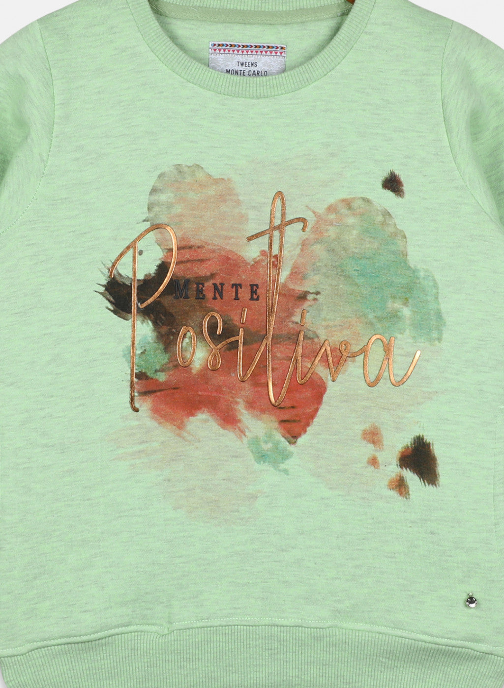 Girls Green Printed Sweatshirt