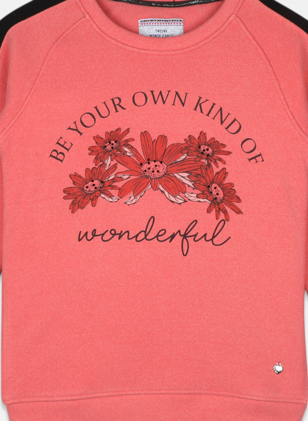 Girls Peach Printed Sweatshirt