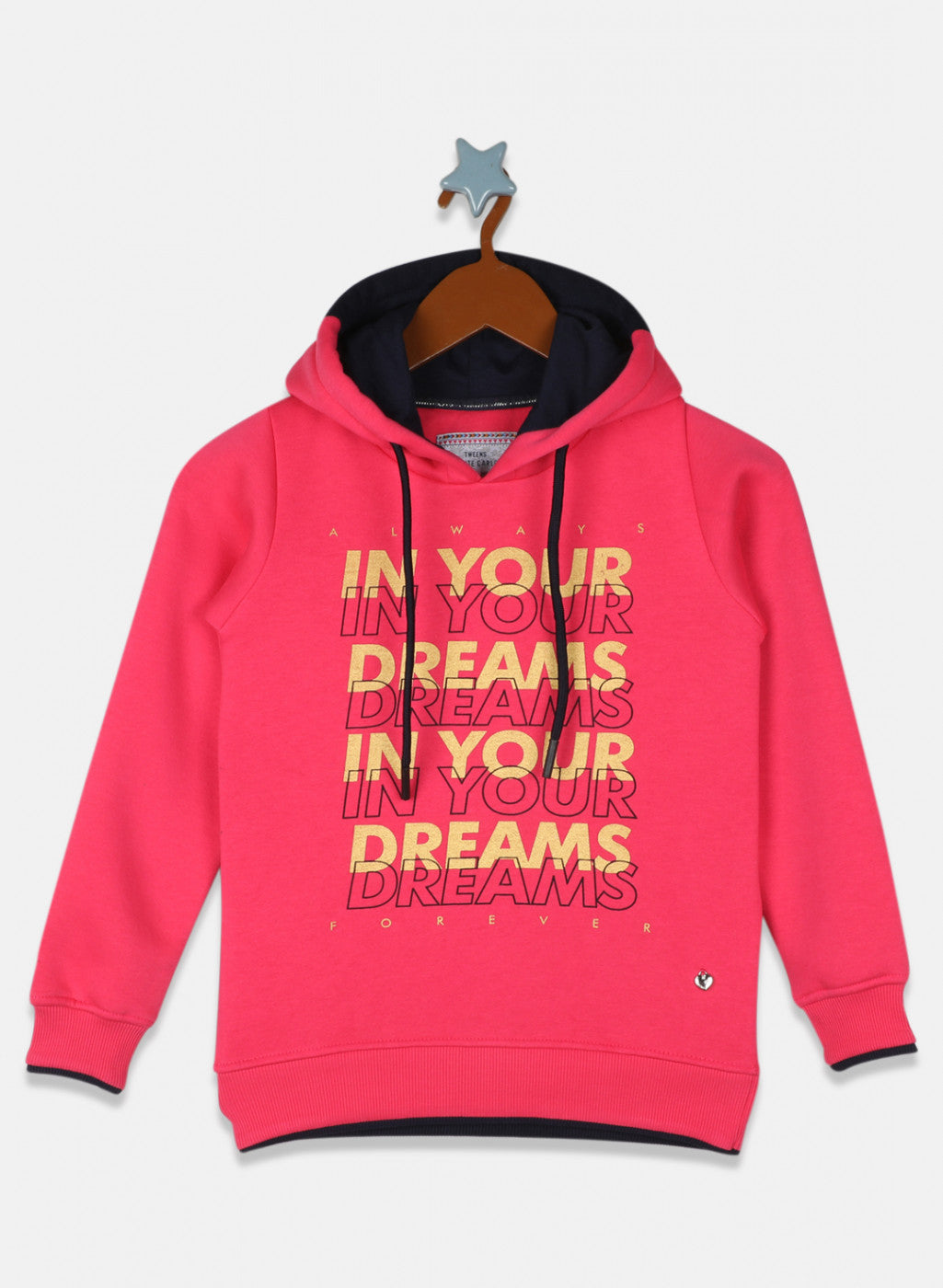 Girls Dark Pink Printed Sweatshirt