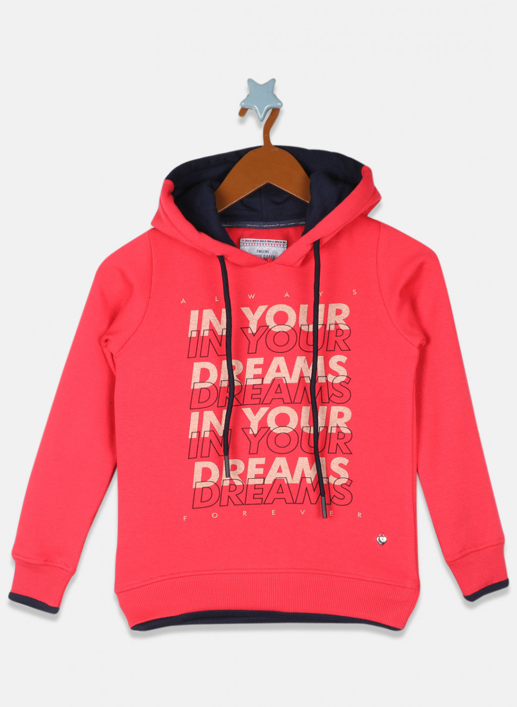 Girls Dark Pink Printed Sweatshirt