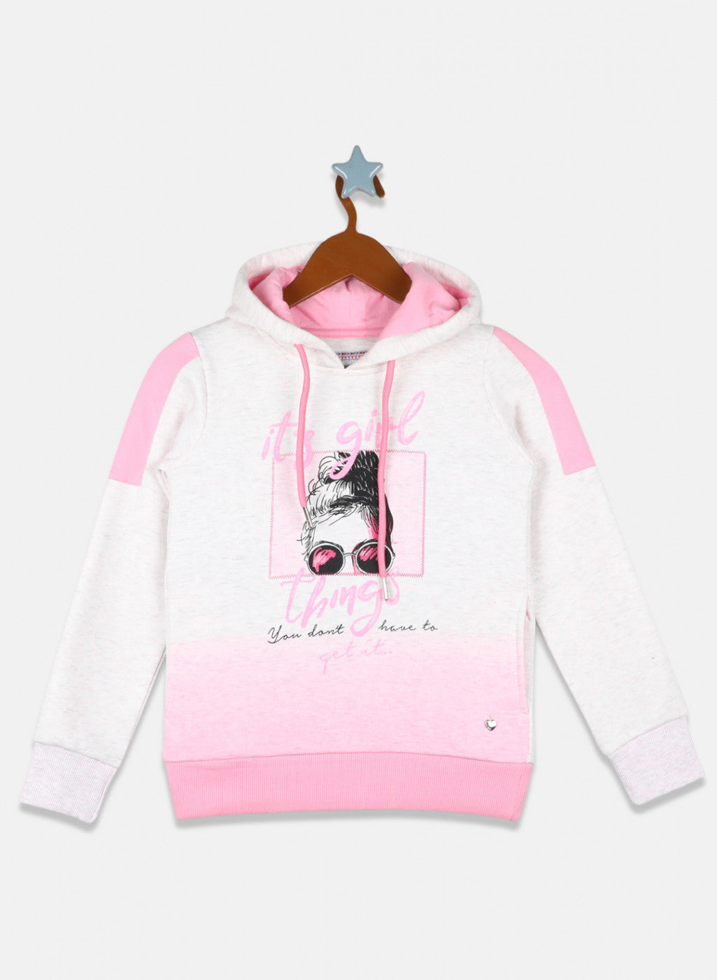 Girls Pink Printed Sweatshirt