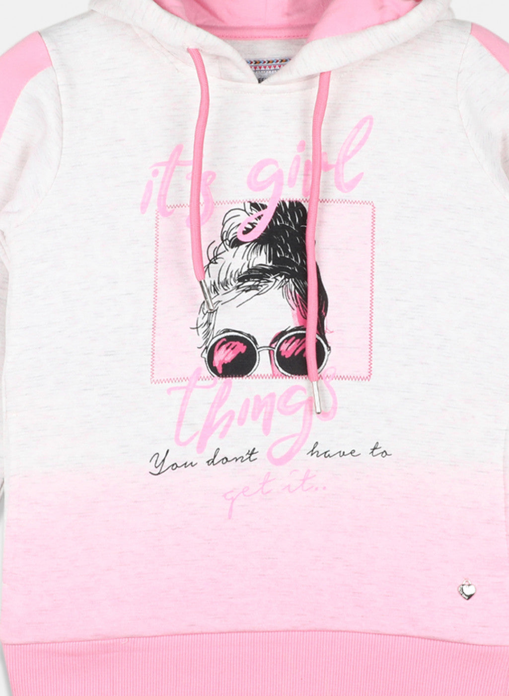 Girls Pink Printed Sweatshirt