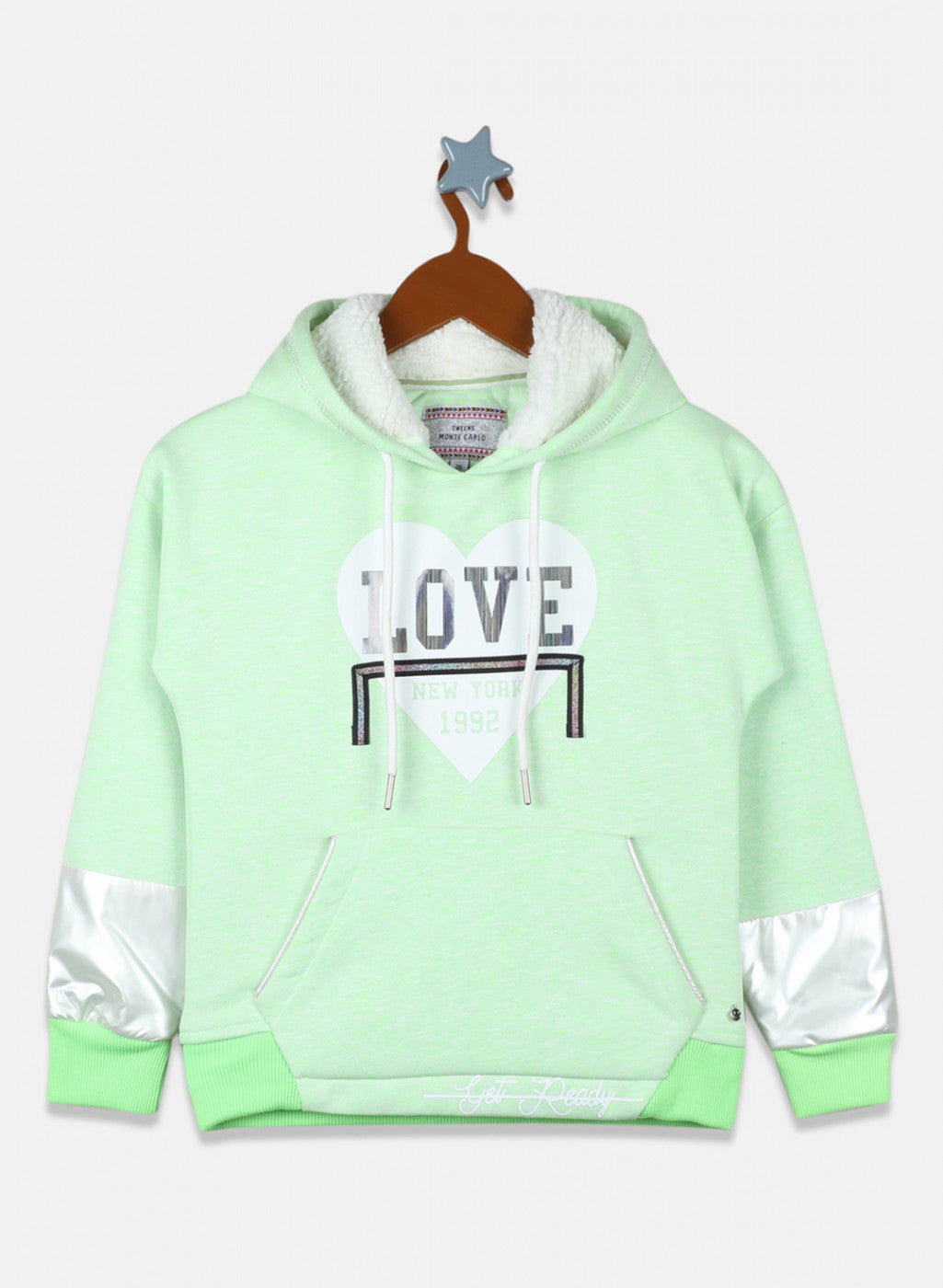 Girls Neon Green Printed Sweatshirt