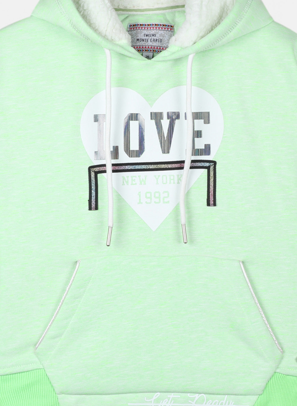 Girls Neon Green Printed Sweatshirt