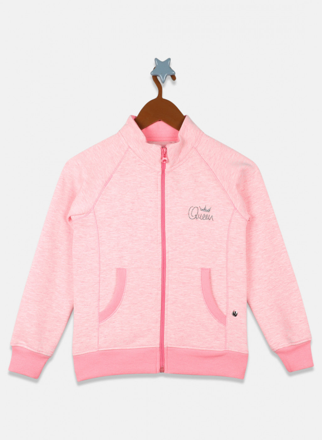 Girls Pink Solid Sweatshirt