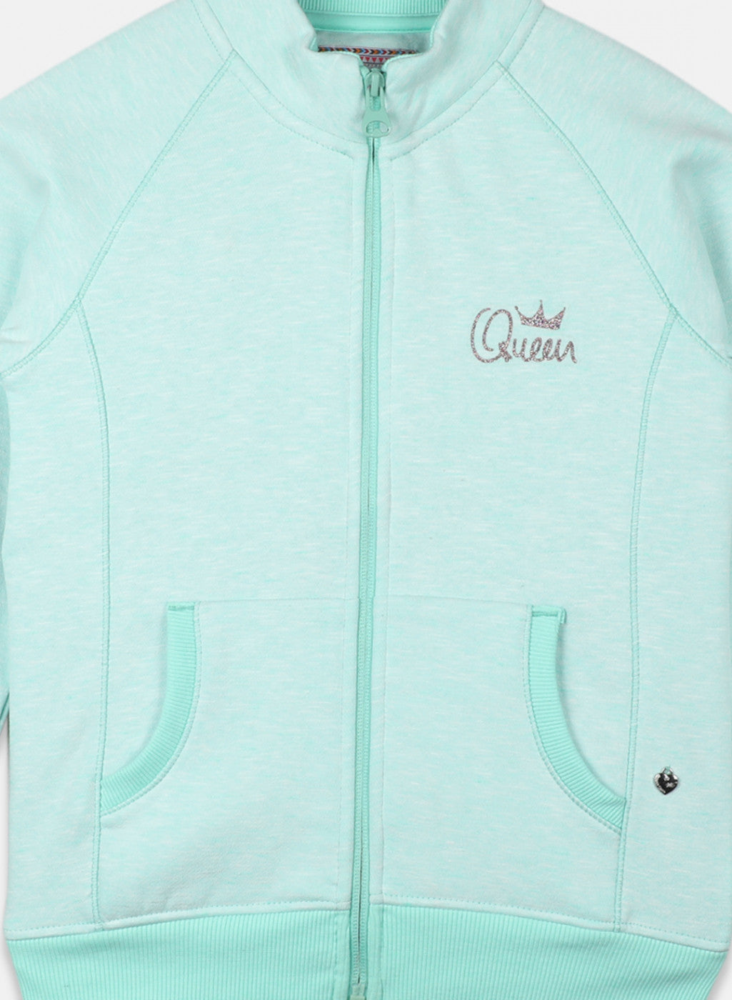 Girls Green Solid Sweatshirt