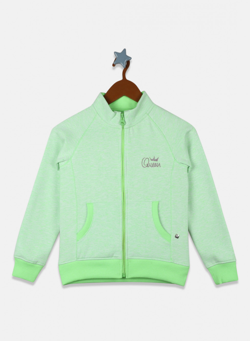 Girls Green Solid Sweatshirt