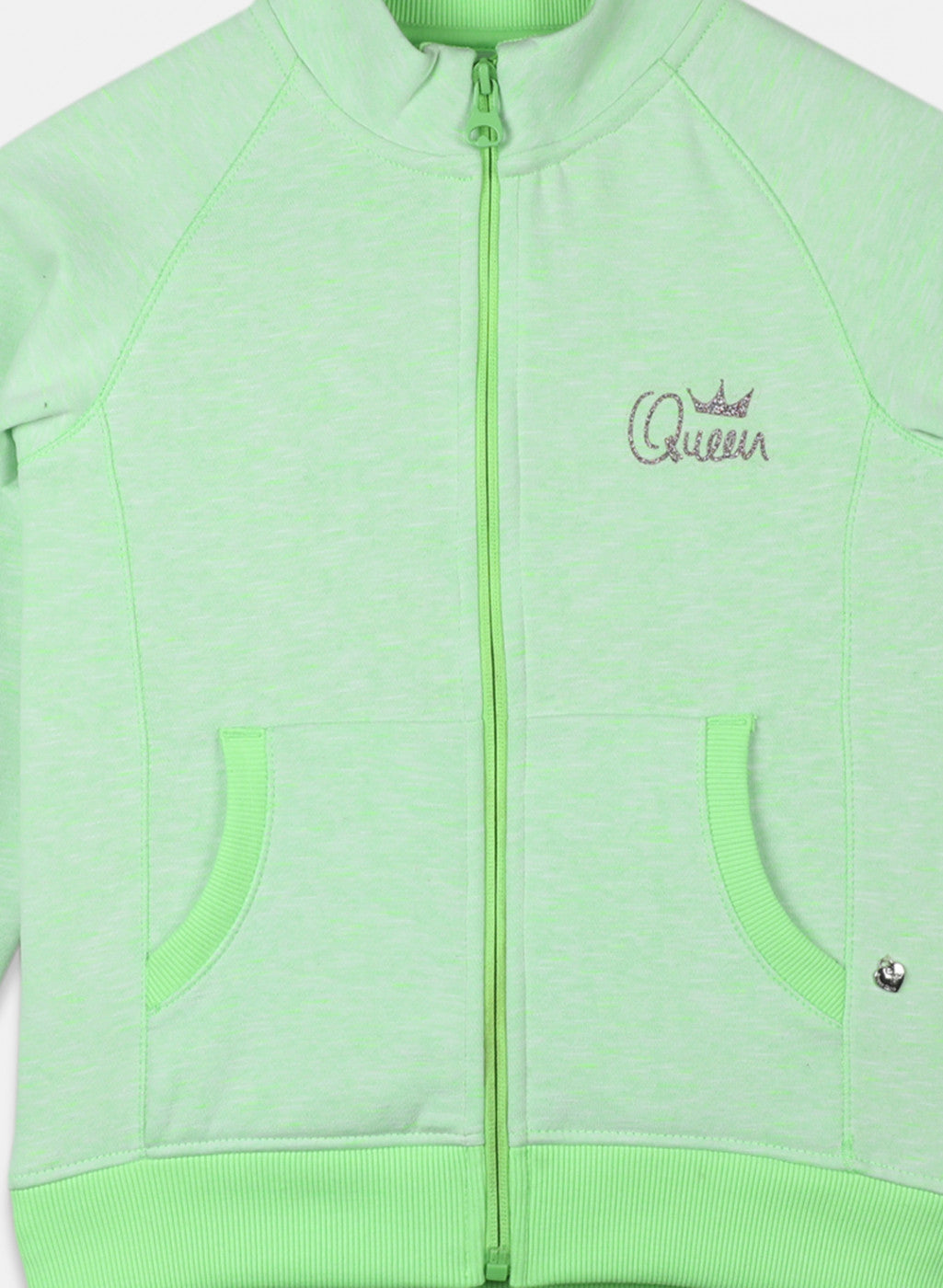 Girls Green Solid Sweatshirt