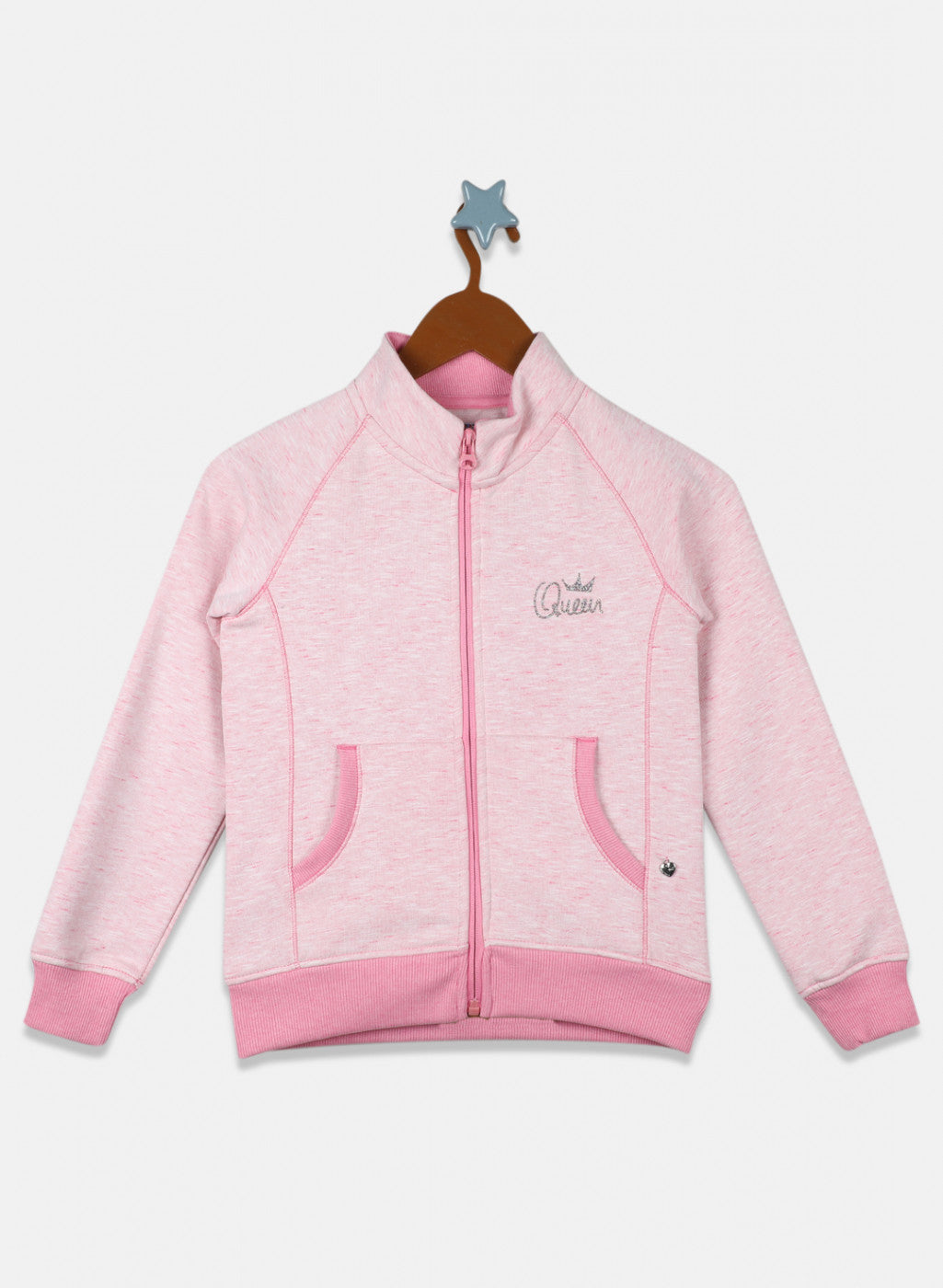 Girls Pink Solid Sweatshirt