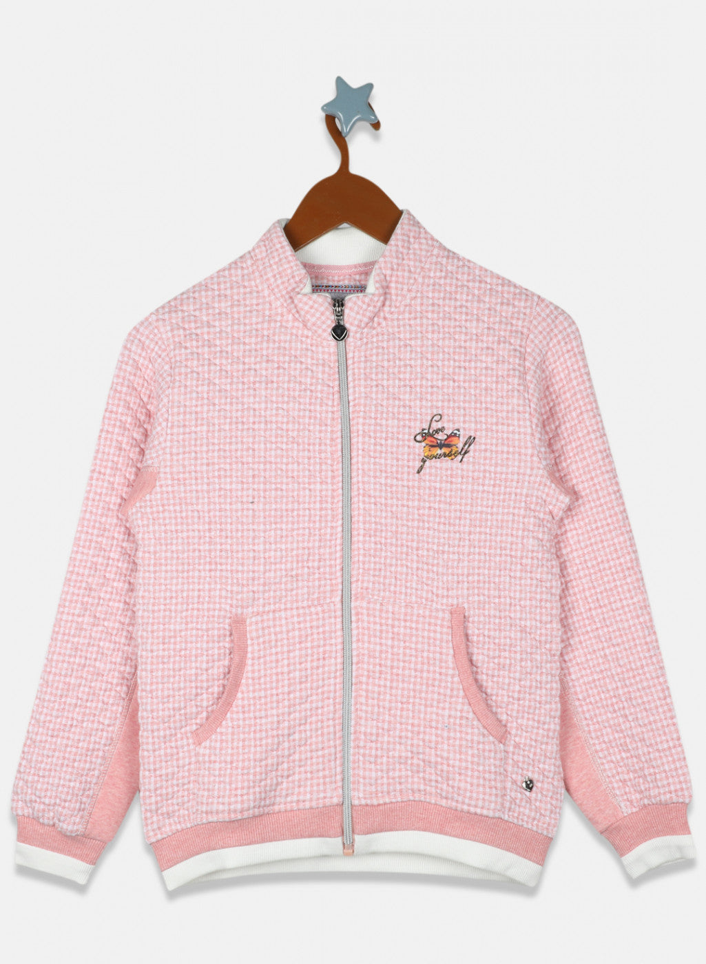 Girls Pink Check Sweatshirt