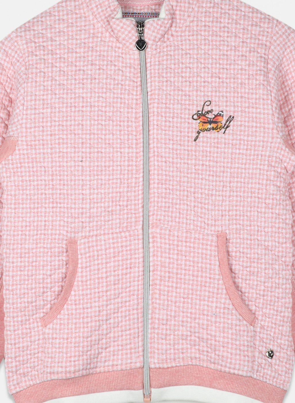 Girls Pink Check Sweatshirt