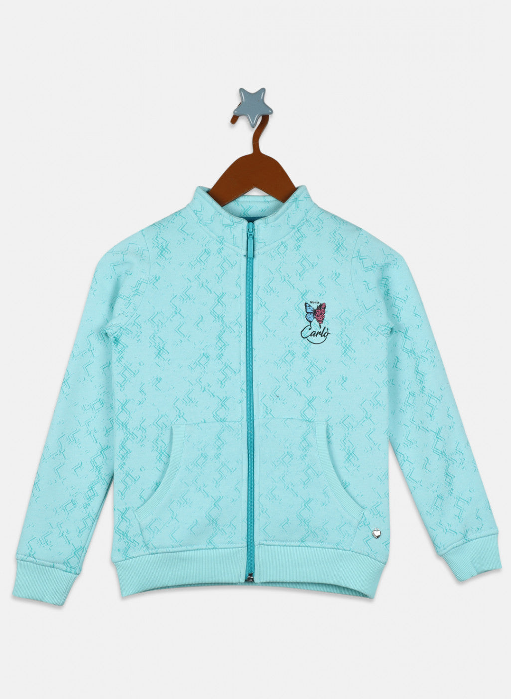 Girls Blue Printed Sweatshirt