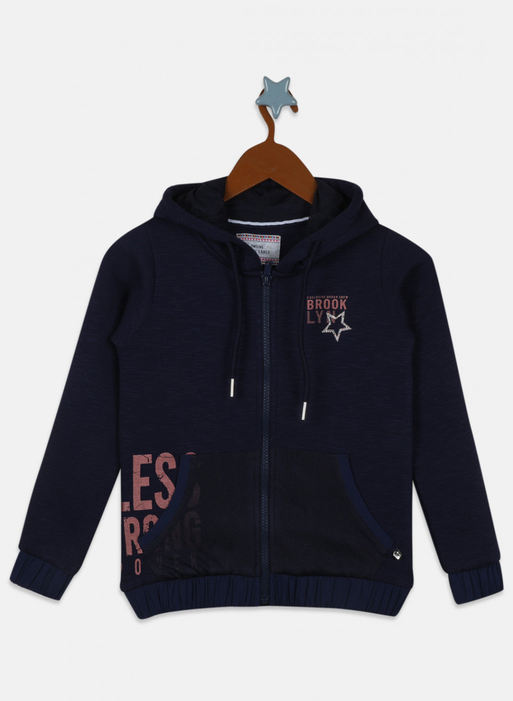 Girls Blue Printed Sweatshirt