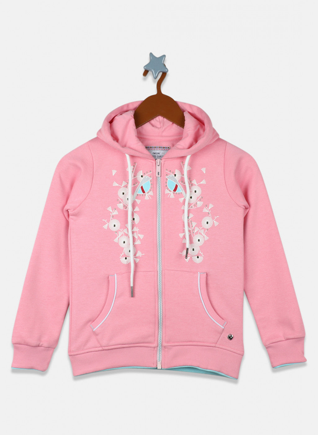 Girls Pink Printed Sweatshirt