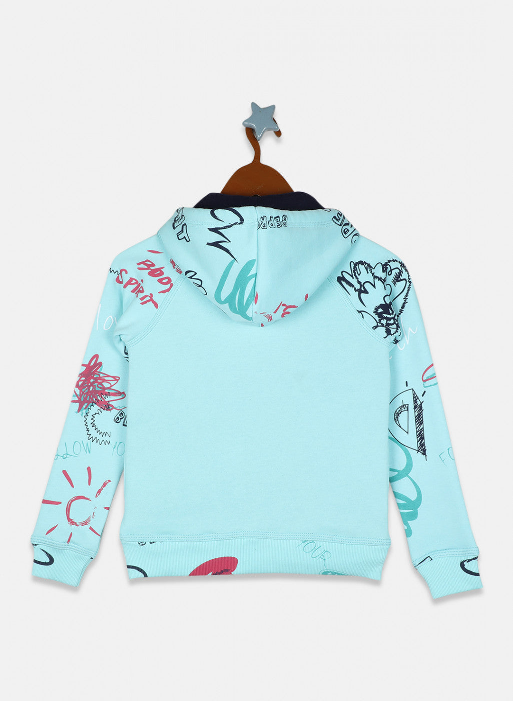 Girls Blue Printed Sweatshirt