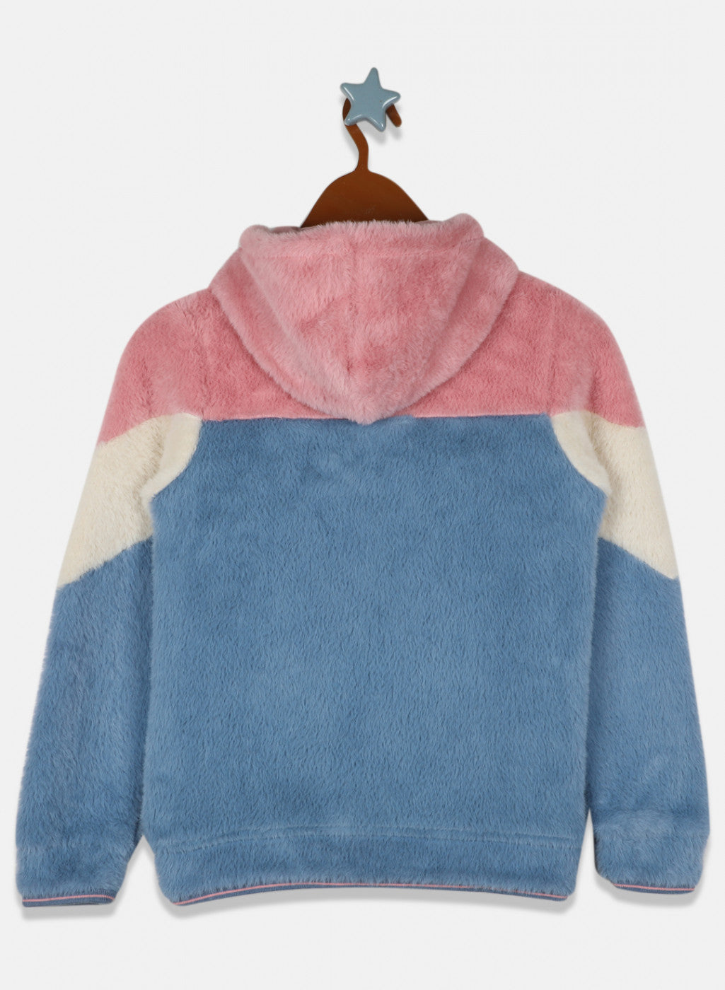 Girls Peach & Blue Solid Sweatshirt