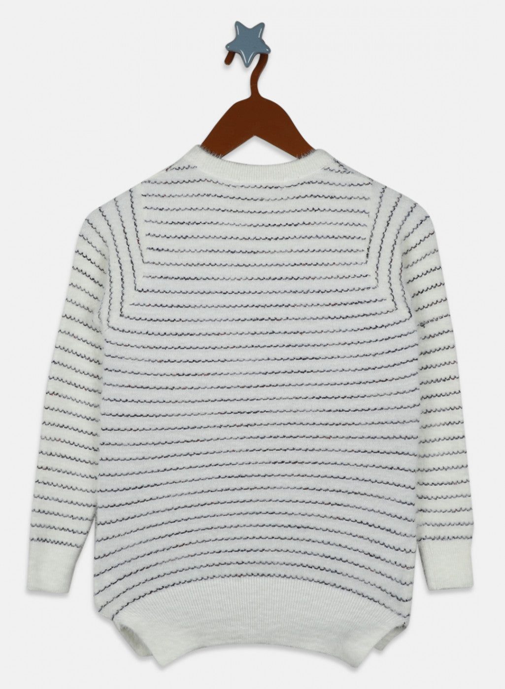 Girls Off White Stripe Top