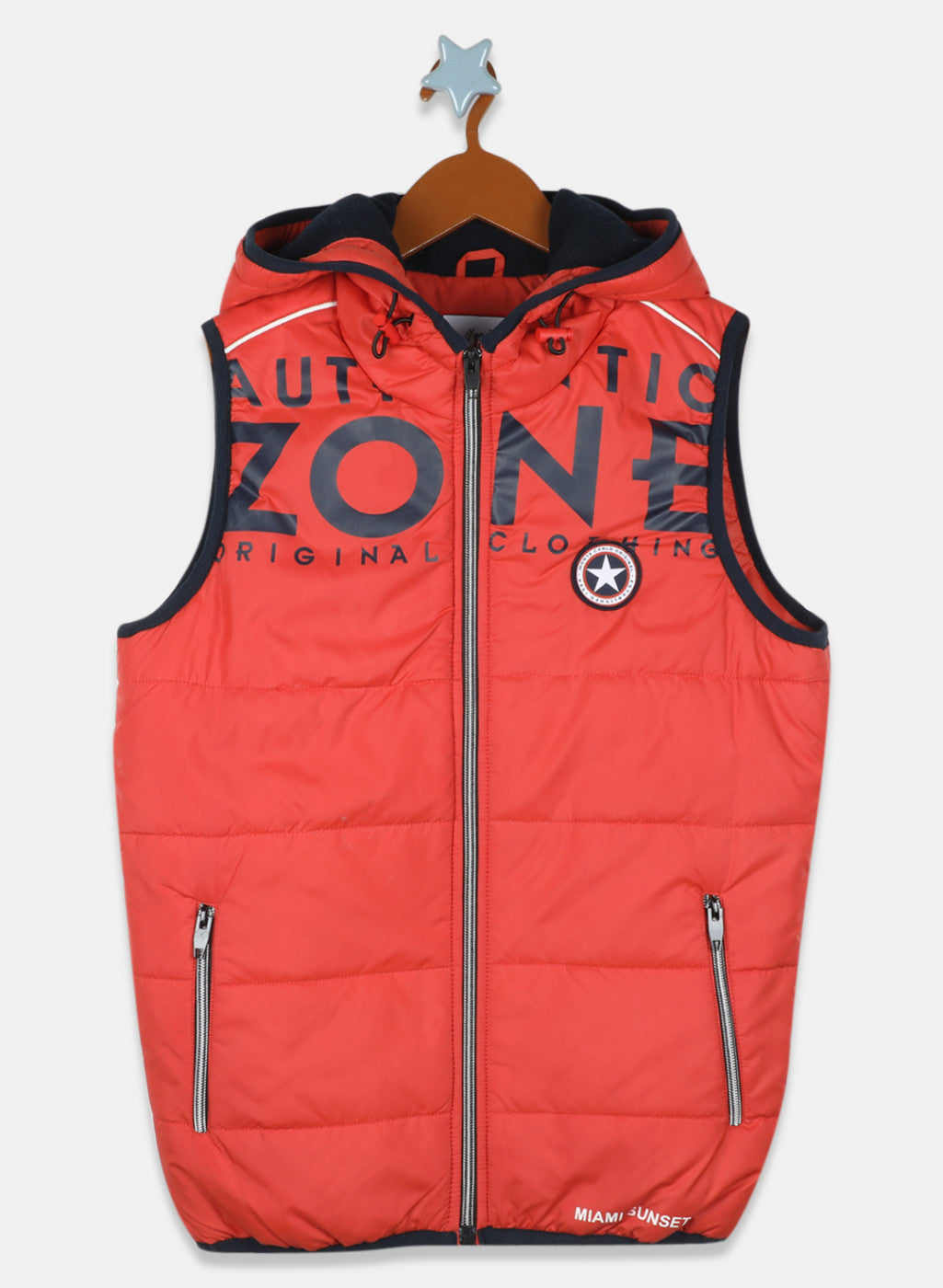 Boys Orange Printed Jacket