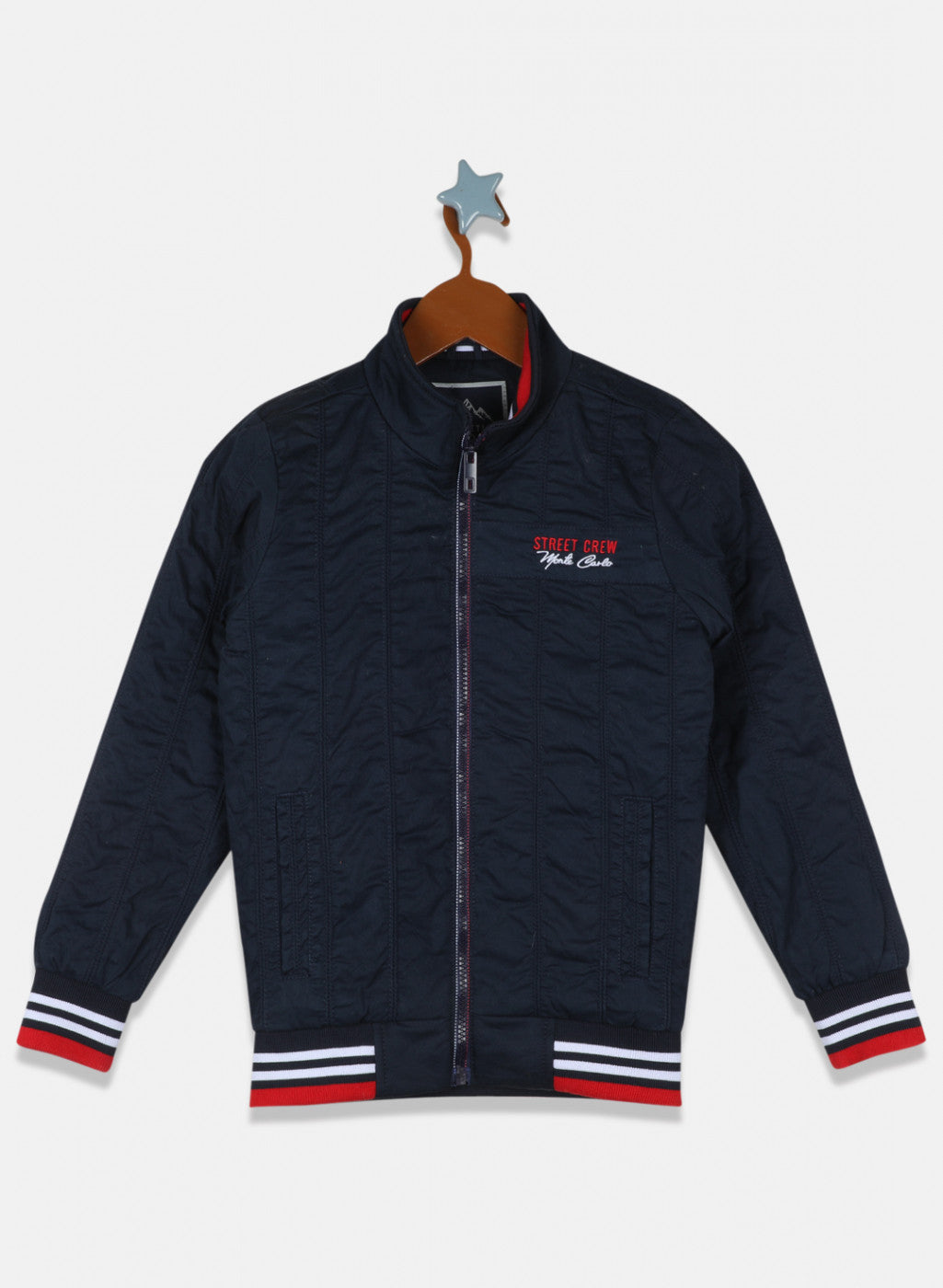 Boys NAvy Blue Solid Jacket