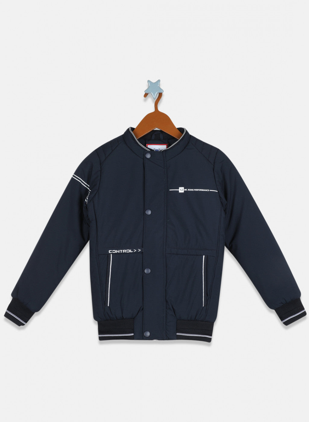 Boys NAvy Blue Solid Jacket