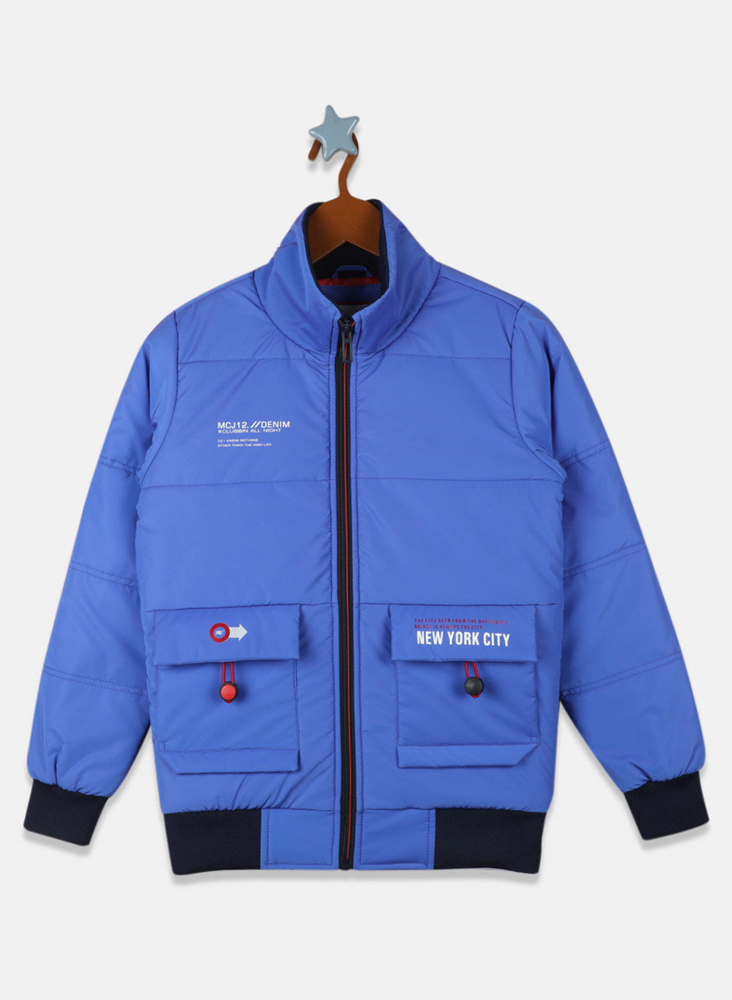 Boys Blue Solid Jacket