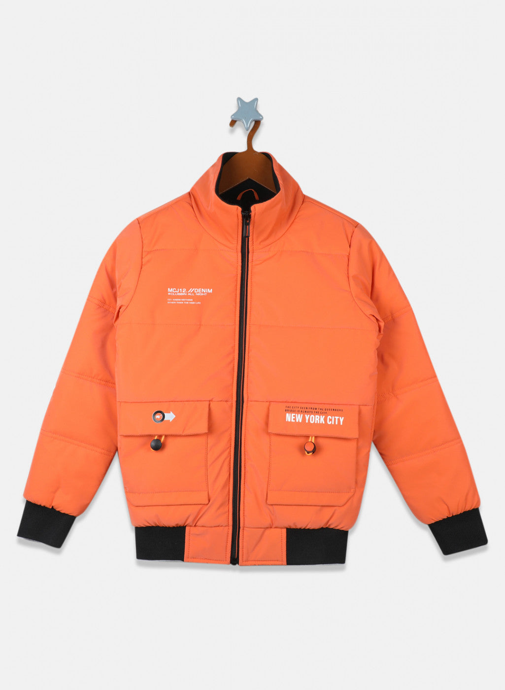 Boys Orange Solid Jacket