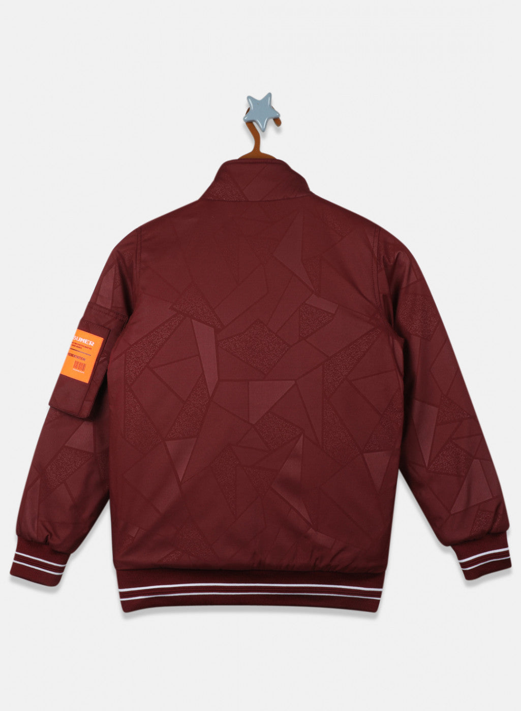 Boys Maroon Printed Jacket