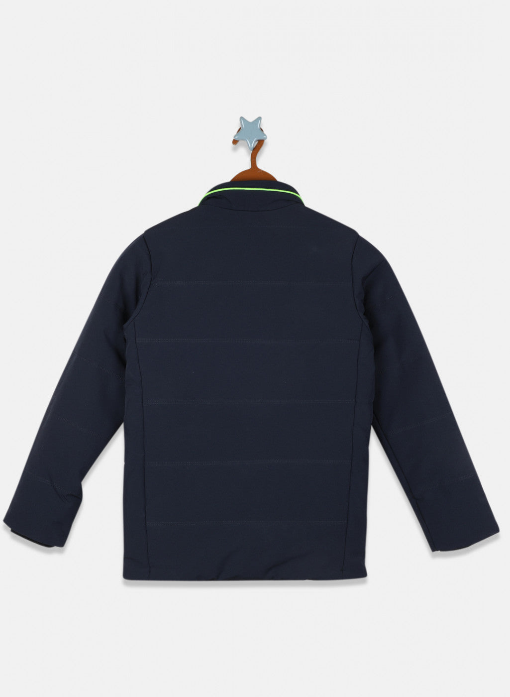 Boys Navy Blue Printed Jacket