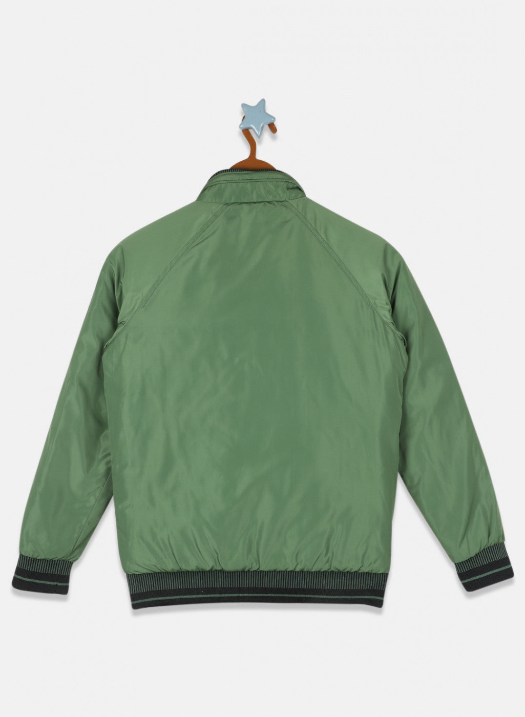 Boys Green & Black Reversible Solid Jacket