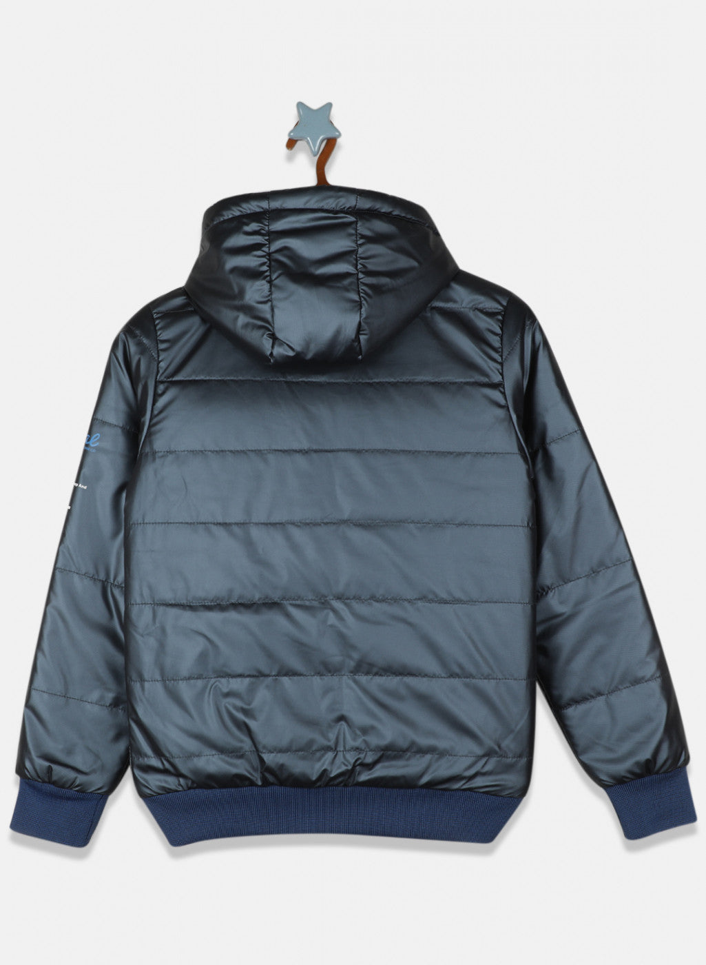 Boys Grey & Blue Reversible Solid Jacket