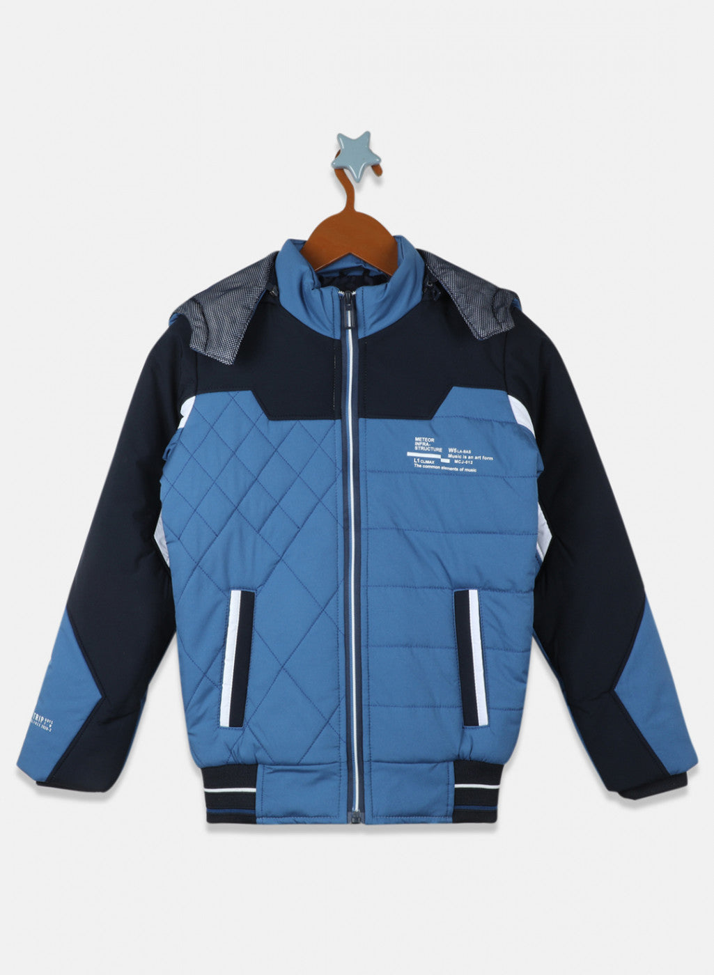 Boys Blue Solid Jacket