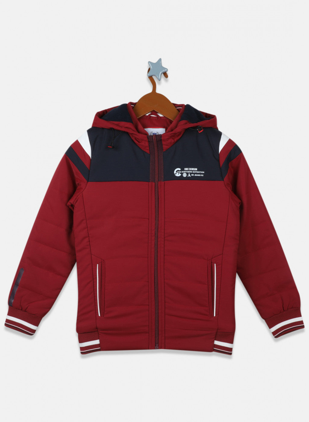 Boys Maroon & Navy Solid Jacket