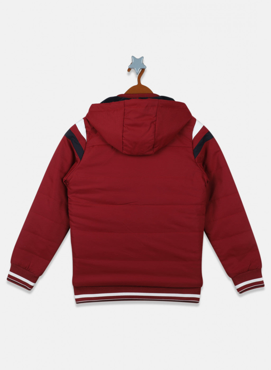 Boys Maroon & Navy Solid Jacket