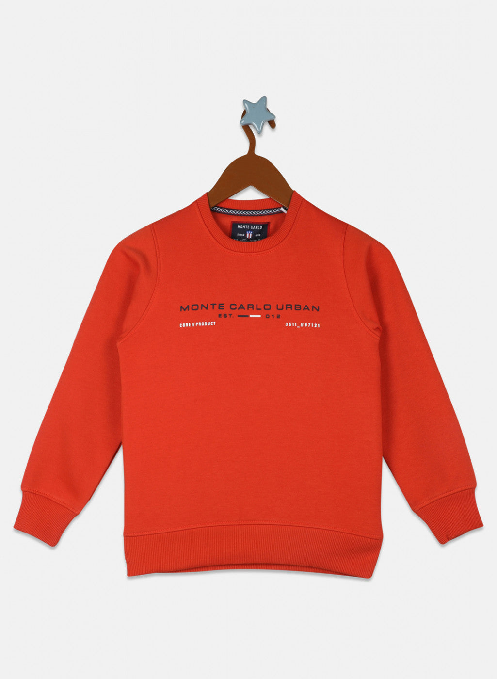 Boys Orange Printed Sweatshirt