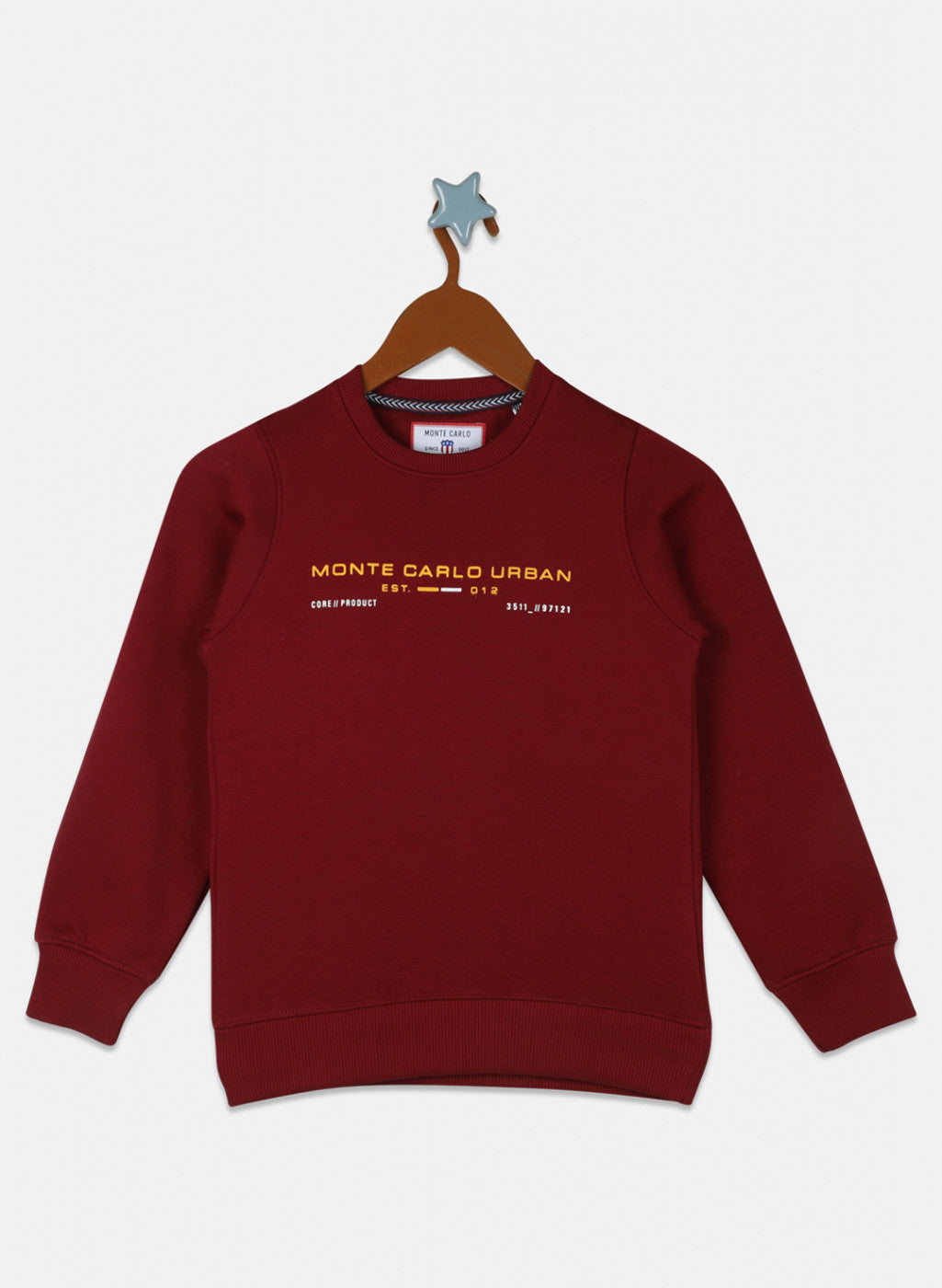 Boys Maroon Printed Sweatshirt