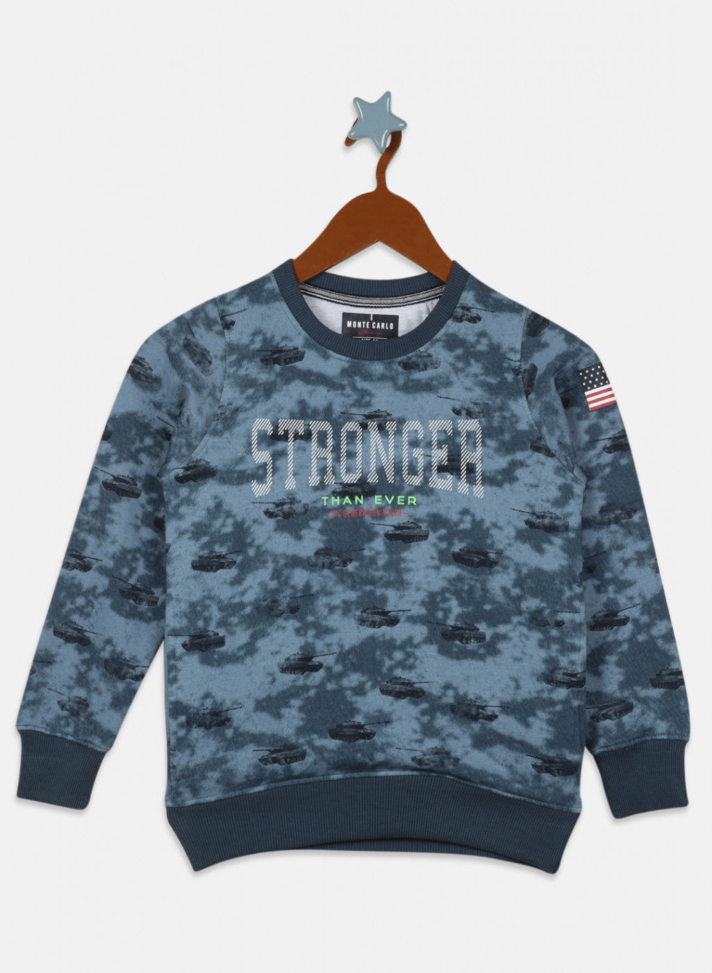 Boys Blue Printed Sweatshirt