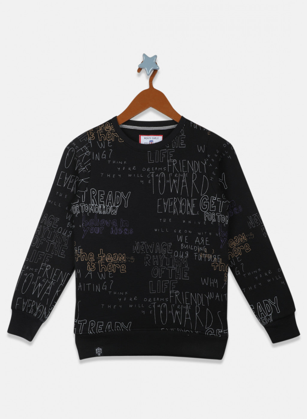 Boys Black Printed Sweatshirt