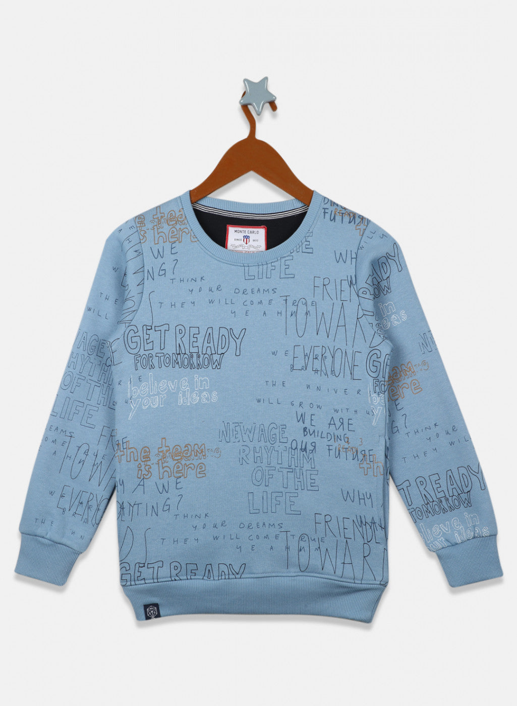 Boys Blue Printed Sweatshirt