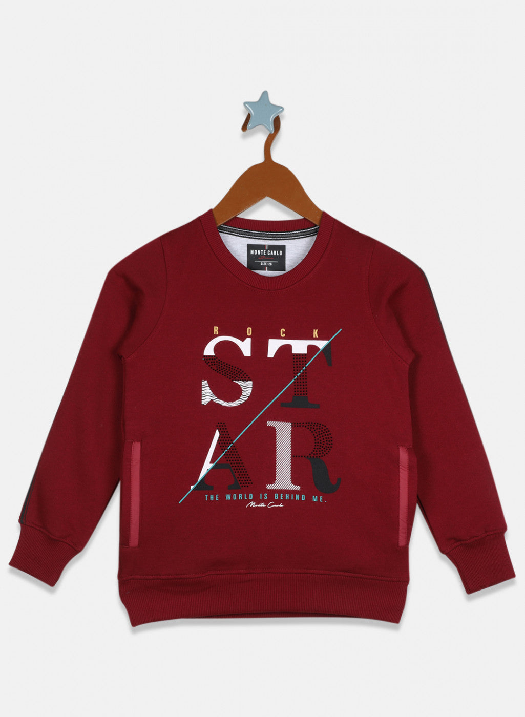 Boys Maroon Printed Sweatshirt