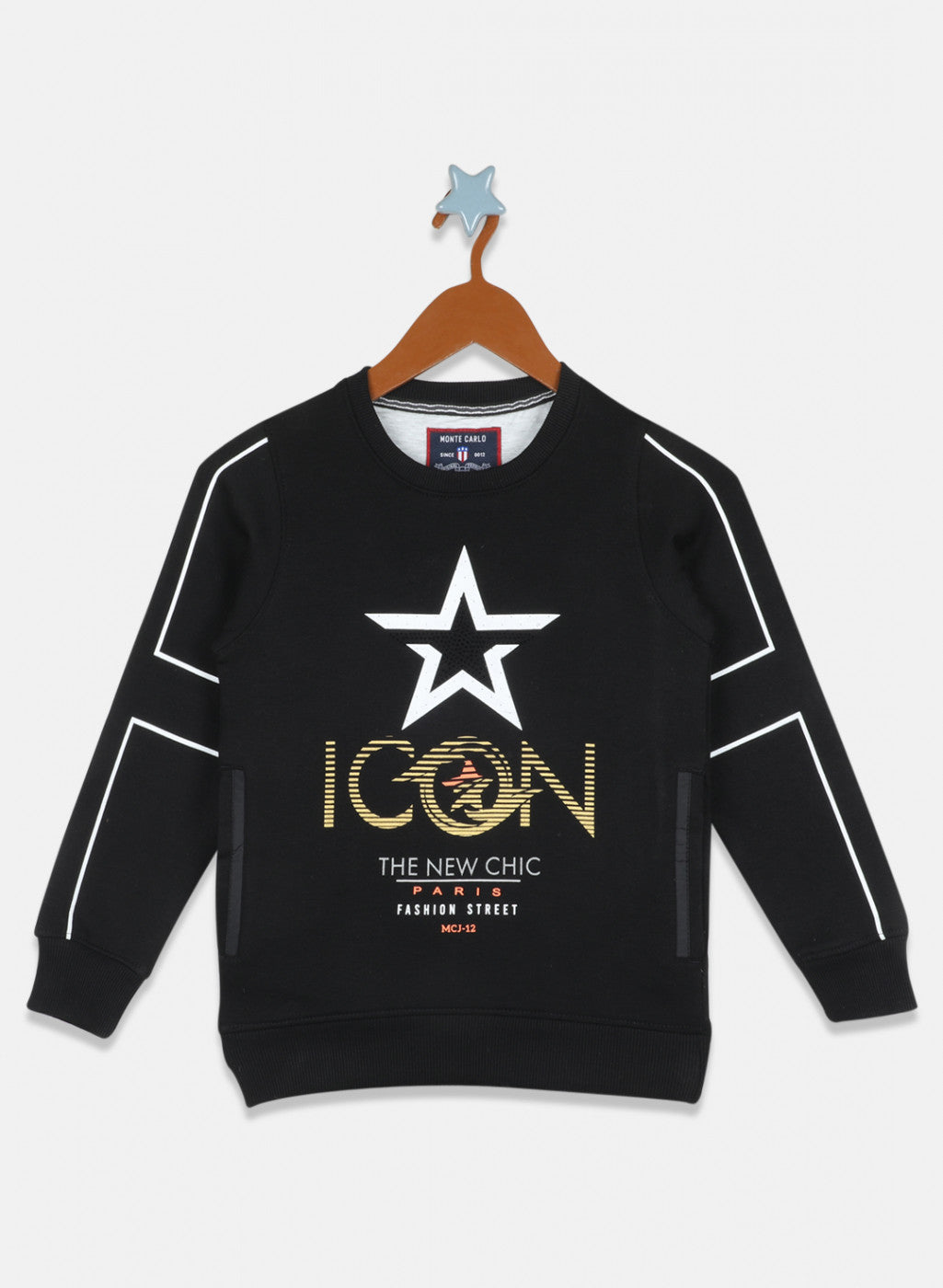 Boys Black Printed Sweatshirt