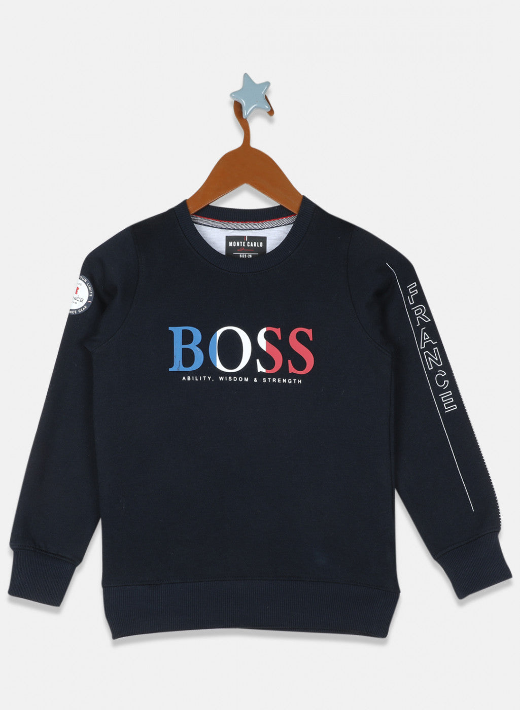 Boys NAvy Blue Printed Sweatshirt