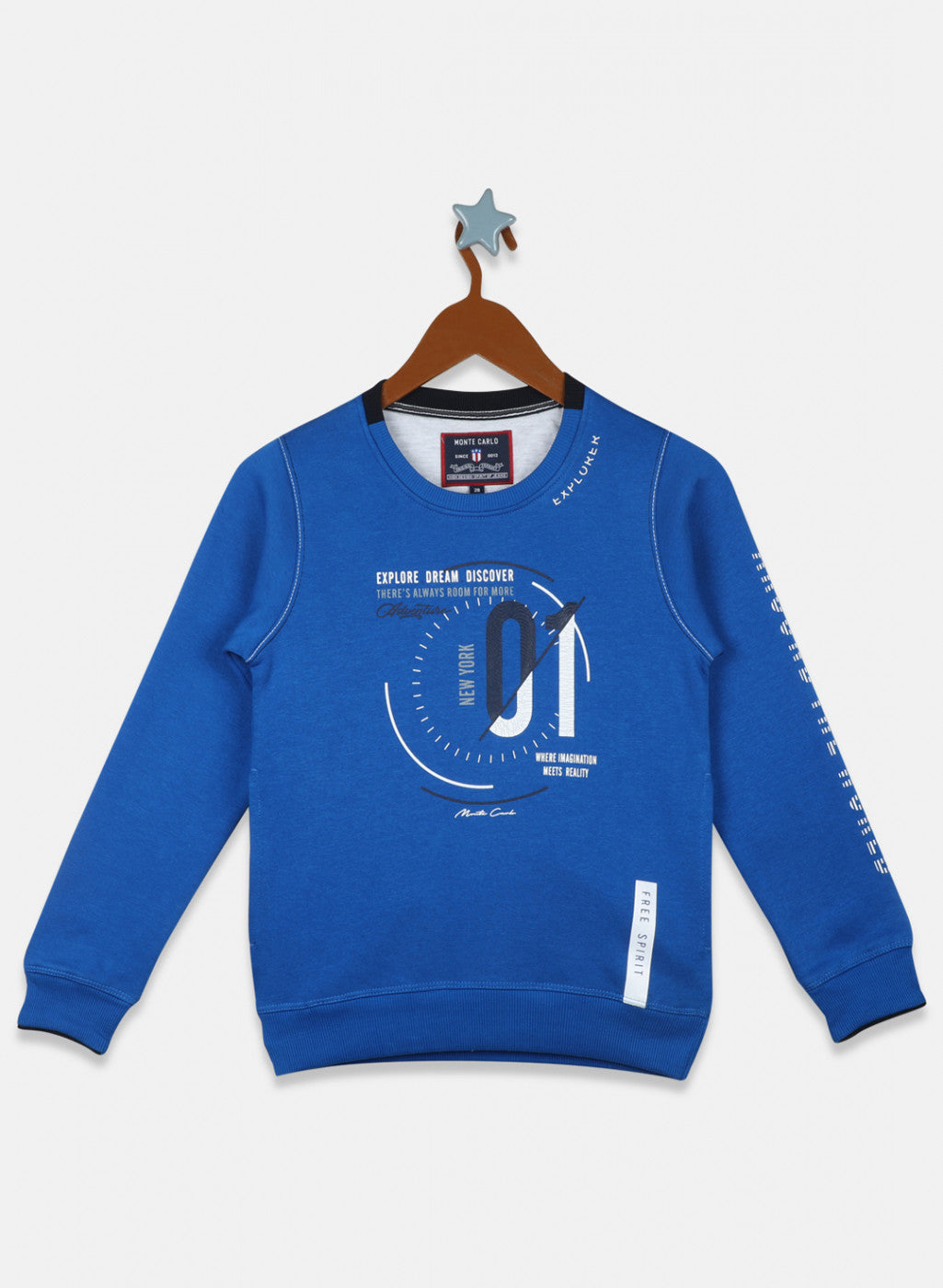 Boys Blue Printed Sweatshirt